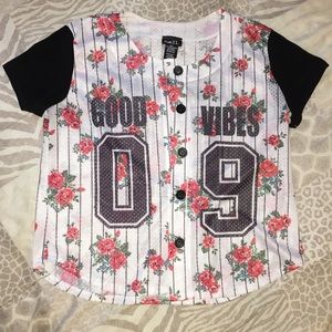 Good Vibes button down jersey shirt